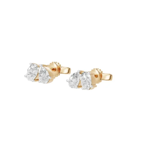 Sparkling Dual Harmony Diamond Earrings Side View