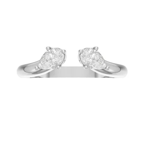 White Gold Twin Pear Diamond Ring Front View