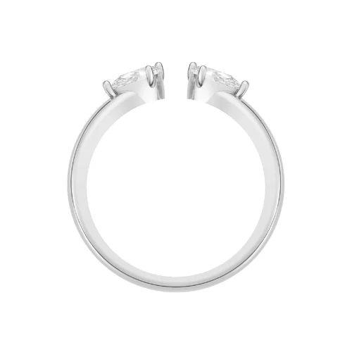 White Gold Twin Pear Diamond Ring Top Front View