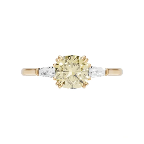 Yellow Princess Cut Diamond Ring Front View