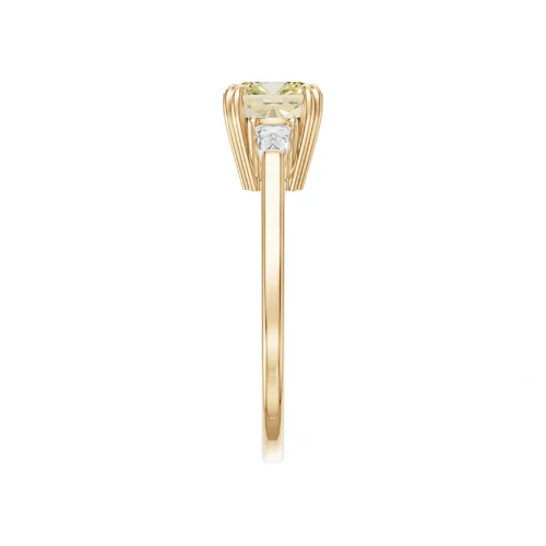 Yellow Princess Cut Diamond Ring Top Side View