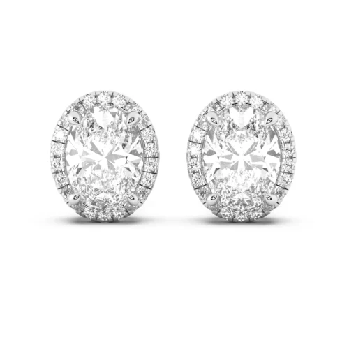 Halo Oval Diamond Stud Earrings Online