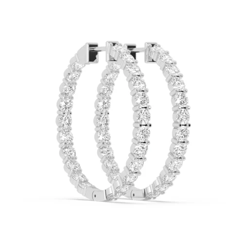 Inside Out Round Hoop Diamond Earring Yellow Gold