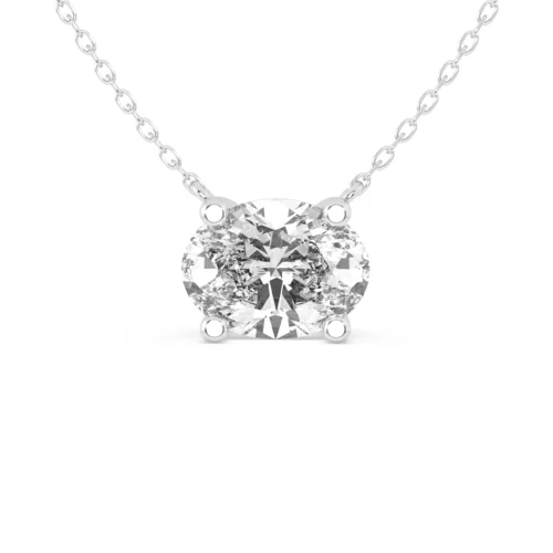 Oval Solitaire Diamond Pendant