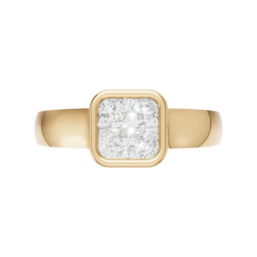Cushion Cut Diamond Bold Band Ring Top back side view